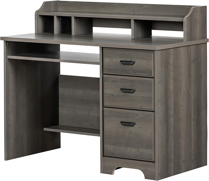 South Shore Versa Computer Desk with Hutch Gray Maple
