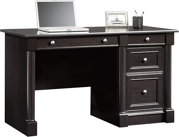 Sauder Palladia Computer Desk with Drawers Home Office Desk with File Cabinet Storage Drawer Cable Management Keyboard Tray in Wind Oak Finish