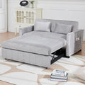 55.51 Convertible Sofa Bed 3-in-1 Sleeper Sofa with Pullout Velvet Couch Bed with Adjustable Backrest and Side Pocket &amp 2 Pillows Modern Futon Couch for Living Room Bedroom（Grey）