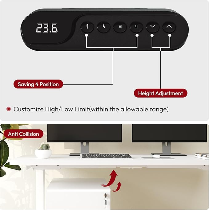 SANODESK Dual Motor 3 Stage Electric Height Adjustable Standing Desk Frame Heavy Duty 220lbs Load Capacity for Home Office (White Frame Only)