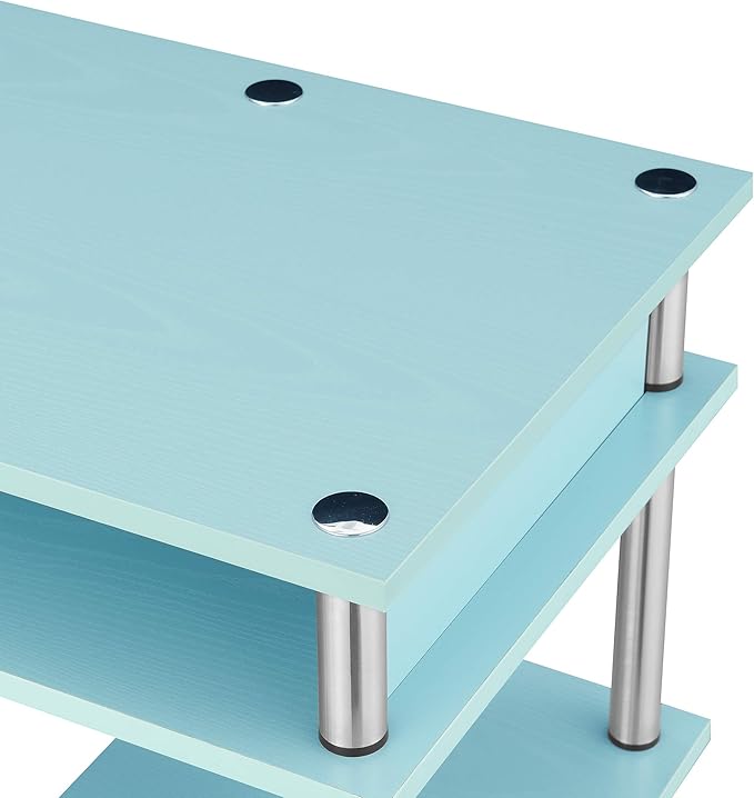 Convenience Concepts Designs2Go No Tools Desk Home Office Desk with Shelves Corner Shelf Vanity Desk Computer Desk Nail Table for Nail Tech - 47.25 L x 15.75 W x 30 H Sea Foam