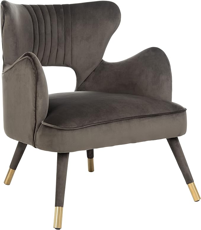 Safavieh Home Blair Retro Glam Shale Velvet and Gold Wingback Accent Chair
