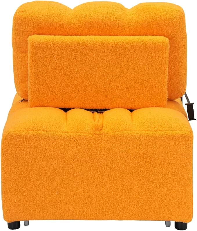 40 L Convertible Sofa Bed 3-in-1 Multifunctional Lounge SleeperPullout Guest Bed with Side Pocket &amp Phone Holder Adjustable Backrest | Design for Small Spaces Living Room &amp BedroomOrange