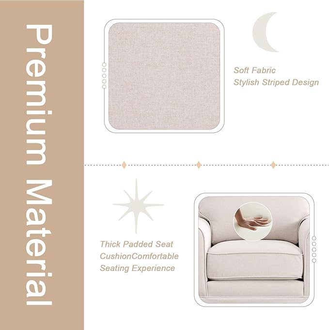 INZOY Swivel Accent Chair Set of 2 Mid Century Modern Chair Comfy Swivel Barrel Reading Chair Upholstered Square Chair for Living Room Bedroom Small Spaces Fully Assembled Beige