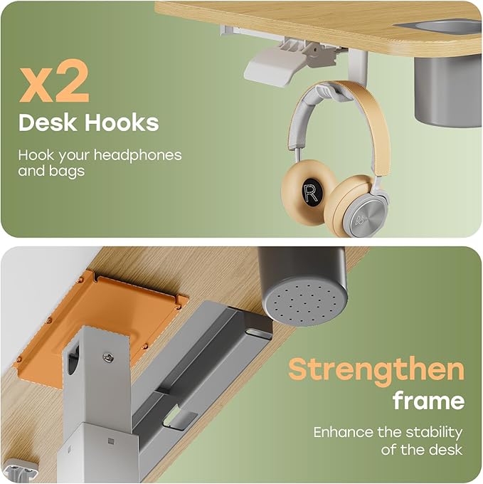 Mobile Standing Desk with Drawer 28 Rolling Desk with Cup Holder and Hooks Portable Laptop Workstation on Wheels Height Adjustable Cart with Storage for Home Office Maple