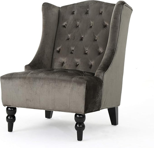Christopher Knight Home Toddman High-Back Velvet Club Chair Grey