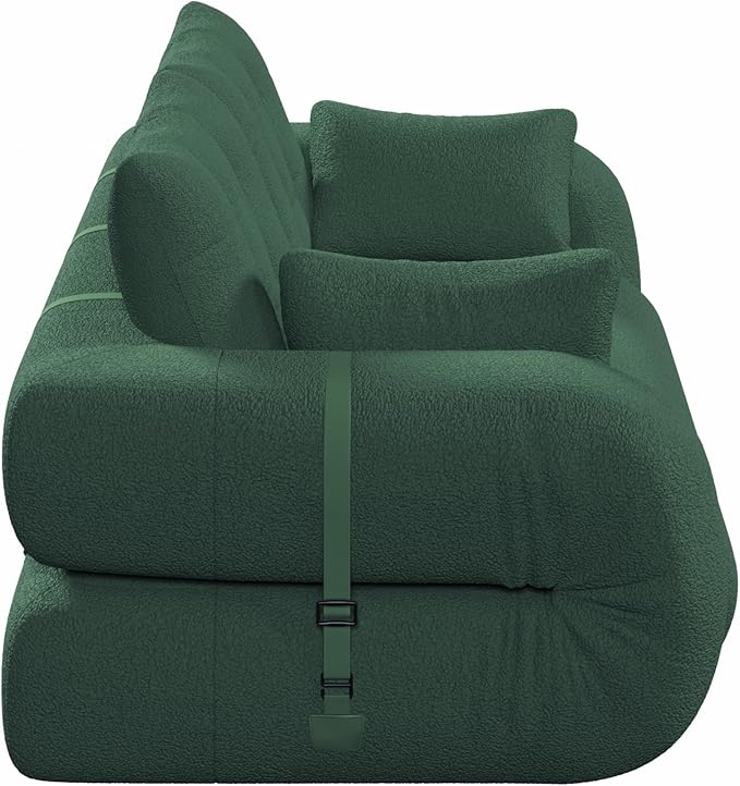 Polibi 78.7 Foldable Sleeper Sofa Bed - 3-in-1 Lazy Sofa Couch Human Dog Bed with Teddy Fabric &amp Foam Filling for Living Room Guest Playroom No Assembly Required (Green)