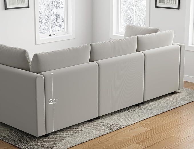Txtin's Cloud Couches for Living Room L Shaped Sectional Couch with Ottoman Deep Plush 4 Seats Sofa Modern Sofa for Apartment Light Grey