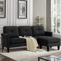 L-Shaped Couch with Reversible ChaiseConvertible Sectional Sofa CouchModular Couch SetLiving Room Furniture SetsCouches for Living Room Apartment and Small Space (Black)