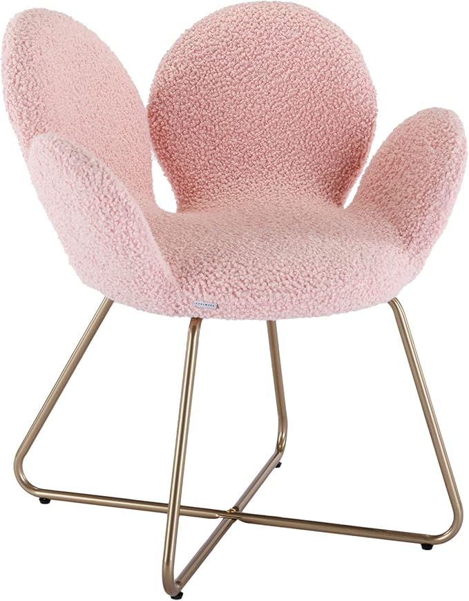 Modern Velvet Accent Chair Comfy Cute Upholstered Vanity Desk Chair w/Metal Legs Soft CushionArmchair for Living Room 2PC/Set