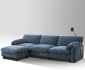 108 Side Storage Office Sofa L-Shaped Modular Sectional Sofa with Phone Holder &amp USB Blue Gray Chenille Fabric 4-Seat Business Couch with Movable Ottoman for Office Reception Commercial