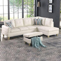 Pearl White L-Shaped 3-Piece Faux Leather Sofa with Storage Ottoman Set Sectional Couch Sofa Set for Living Room Office Small Space