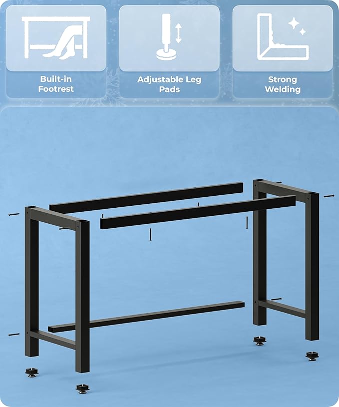 51 Home Office Desk Modern Computer Desk 51.2x23.6x29.5 inches PC Table with Thicken Frame Industrial Style Sturdy Metal Frame Furniture for Writing Gaming Rustic Brown+Black