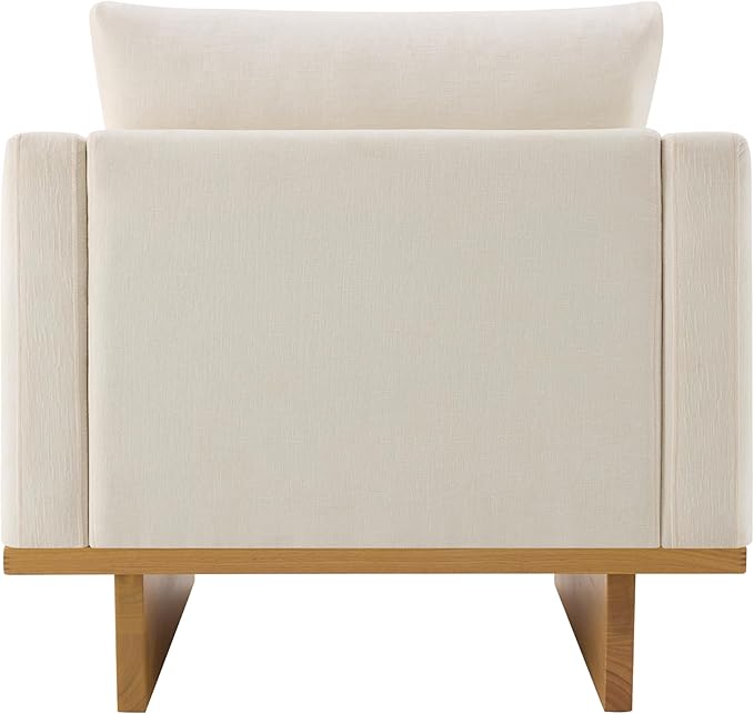 Christopher Knight Home Modern Minimalist Accent Chair with Solid Wood Frame Soft Cushions Spacious Seat Living Room Bedroom Reading Chair Beige