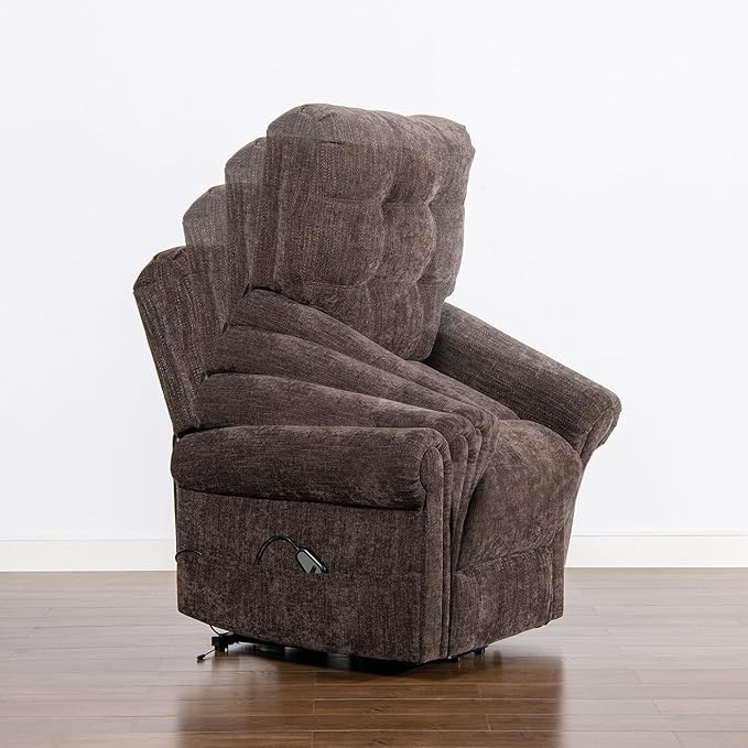 Jennifer Taylor Home Irwin 36 Power Lift Assistance Recliner Chair in Chocolate Brown Chenille