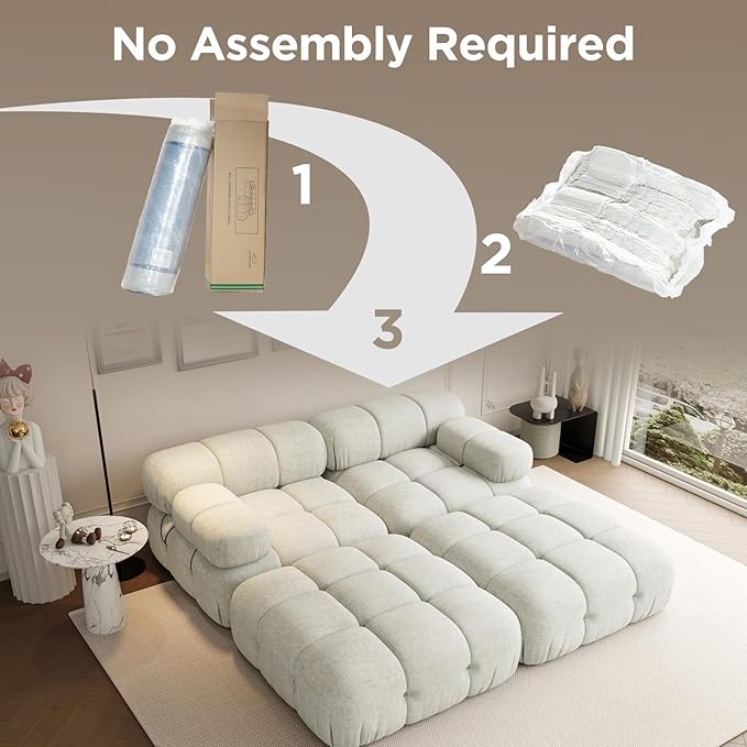 Jocisland 73.2'' Modular Compression Sectional Sofa Couches for Living Room Apartment Oversize U Shaped Cloud Couch with Reversible Chaise Ottoman Comfy Modern 4 Seater Boucle Floor Loveseat Beige