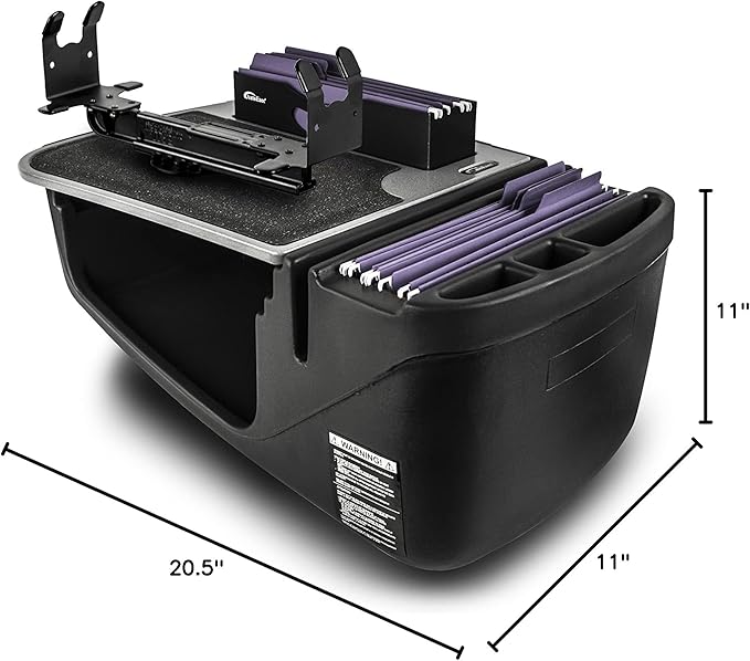 AutoExec AE-FMEF-PS-GT Efficiency FileMaster Car Desk for Your Vehicle Workstation and Mobile Office with Printer Stand