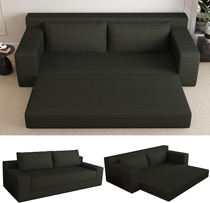 Cloud Loveseat Sofa Modern Corduroy 2-Seater Couch with Deep Seat No Assembly Required Memory Foam Sofa Boneless Sofa in a Box for Bedroom Apartment OfficeSmall Space (Dark Grey70.87in)