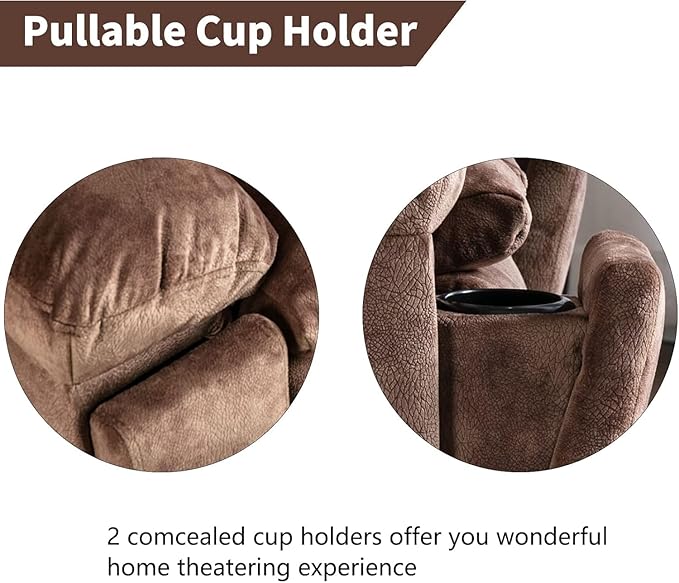 CANMOV Large Power Lift Recliner Chairs with Massage and Heat for Elderly Heavy Duty and Safety Motion Reclining Mechanism Electric Wide Recliners with USB Ports 2 Hidden Cup HoldersBrown