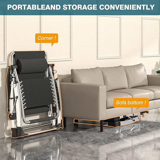 DoCred Comfy Folding Recliner Chair - Bedroom &amp Living Room Patio Lounge Chair with Removable Cushion for Indoor Outdoor