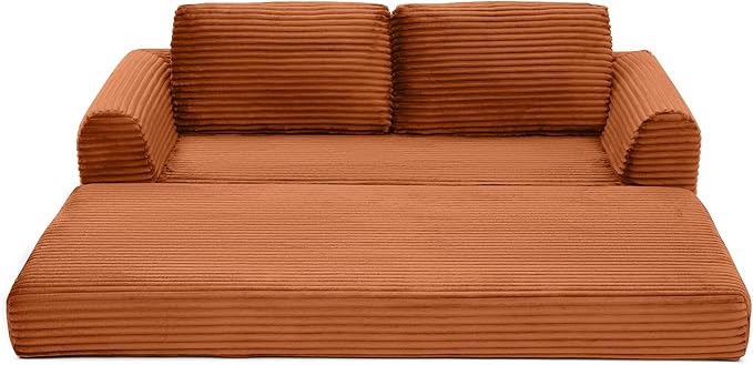 Foldable Boneless Love Seat Couches in a Box Modern Floor Foam Sleeper Sofa Bed 2-in-1 Convertible Cloud Sofa for Home Apartments Bedroom