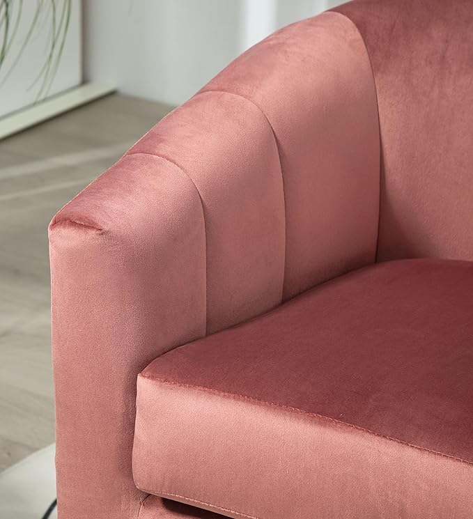 Velvet Modern Accent Armchair - Luxury Gold Frame | Versatile Seating for Living Room Bedroom Office Rose