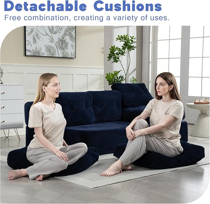 from Couch to Cloud: 3-Seater Boneless Sofa Bed for Small Spaces Cozy Tufted Corduroy Sleeper for Modern Adults No Assembly Needed Ships Compressed