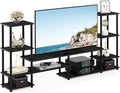 Furinno TURN-N-TUBE TV Stand Wide Open Frame Entertainment Center with Open Shelves Storage TV Console with Tall Side Shelves for TV up to 48 Inch for Living Room Bedroom Espresso