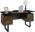 Computer Desk with 4 Drawers for Files Organization Large Home Office Desk with Storage Shelves Industrial PC Desk and Study Writing Table Workstation for Home Office Study Room Dedroom