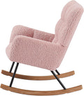 Modern Rocking Chair with High Backrest Armrests Ergonomic Design Lounge Recliner Chair for Living Room Bedroom Playroom Pink Without Soft Seat