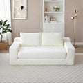 73 Memory Foam Cloud Loveseat Sofa 2 in 1 Convertible Folding Couch Bed Compressed Corduroy Floor Lounge Sofa No Assembly for Apartment Office Bedroom Living Room (Beige)