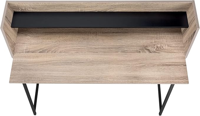 Computer Desk Home Office Laptop Storage Shelves 48 l Work Brown Laminate Black Metal Contemporary Modern EU349