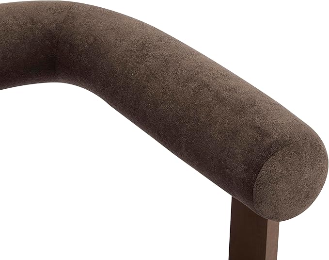 Christopher Knight Home Rones Modern Velvet Upholstered Accent Chair Wooden Living Room Club Chair with Curved Backrest Minimalist Bedroom Comfy Reading Chair Thick Padded Seat Dark Brown+Walnut
