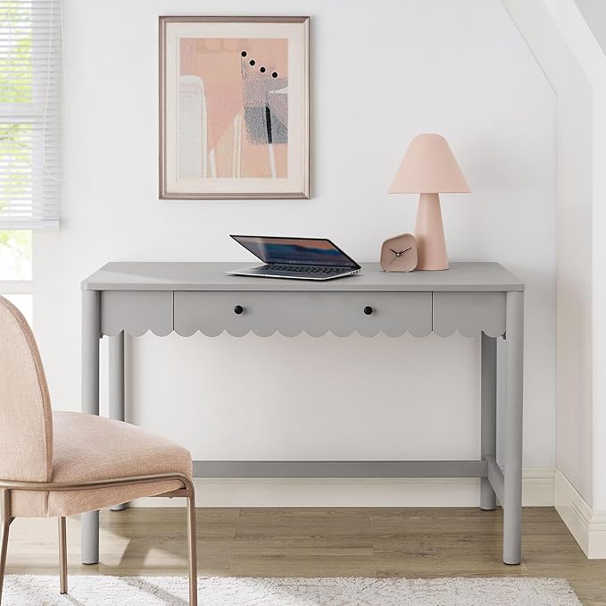 Modway Emmeline Scallop Desk in Light Gray