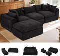 AVAWING 113 Modular Sectional Sofa Modern L Shaped Cloud Couch with Deep Seat &amp Ottoman Soft Boneless Sofa with Chaise for Living Room &amp Bedroom No Assembly Needed (Black)