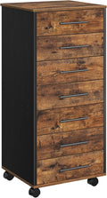 HOOBRO 7-Drawer File Cabinet Wooden Office Cabinet with Drawers Mobile Storage Filing Drawer for Home Office Study Easy Assembly Rustic Brown and Black BF07WJ01