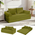 COMAX Convertible Sofa Bed Folding Floor Couch Corduroy Fold Out Couch Bed Futon Sleeper Mattress with Pillows Boneless Sofa Comfy Lounge Loveseat for Living Room Bedroom Light Green