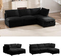 92 Modular Sectional 4 Seater Sofa with Removable Covers and Storage Convertible L-Shaped and Sleeper Sectional Modern Corduroy Couches with Ottoman Chaise for Living Room Apartment Black