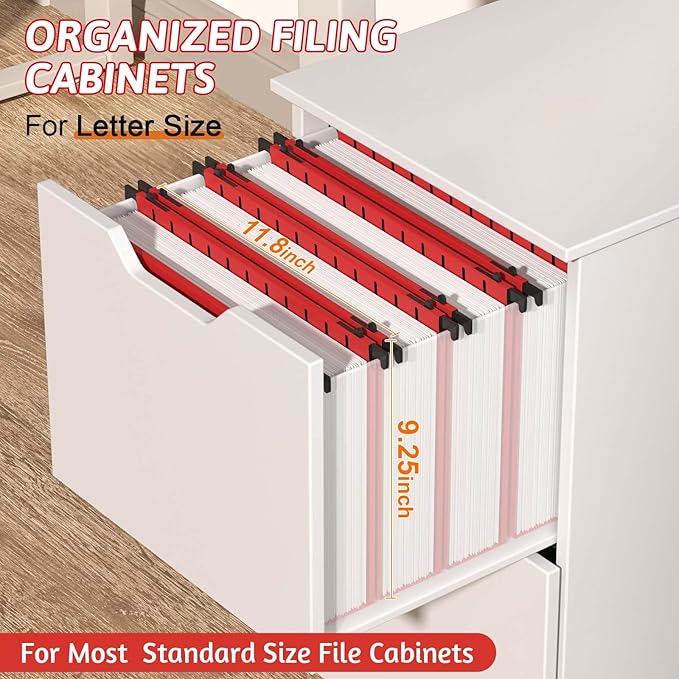 Plastic Hanging File Folder Extra Capacity12 Pack Reinforced Hang Folders with Heavy Duty 2 Inch ExpansionFiling Cabinet Folders Letter SizeHanging Organizer Designed for Bulky Files(Red)