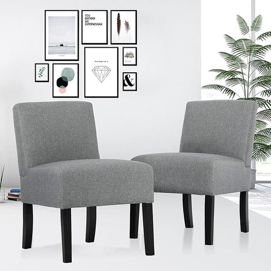 Bigacc Dining Room Chairs Set of 2 Elegant Design Dining Chairs Accent Chair for Kitchen Chairs Armless Fabric Chair Modern Living Room Chairs Sofa Grey