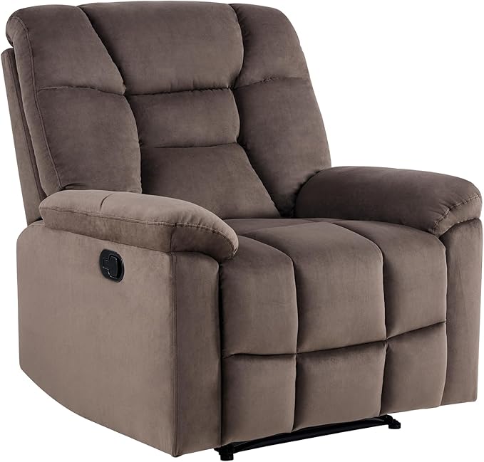 EBELLO Set of 2 Manual Recliner Chair for Adults with Soft Padded Headrest and Backrest Overstuffed Single Recliner Sofa Chair for Living Room Dark Brown