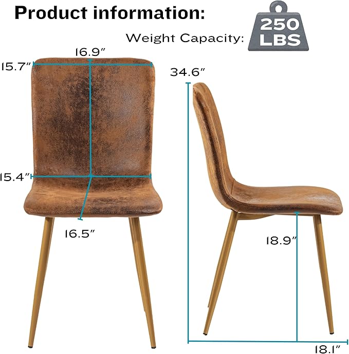 Homy Casa Living Room Chairs Set of 4 Modern Mid-Century Style Accent Chairs with Black Metal Legs Upholstered Comfortable Seating for Living Room Lounge or Bedroom (Modern Set of 2)