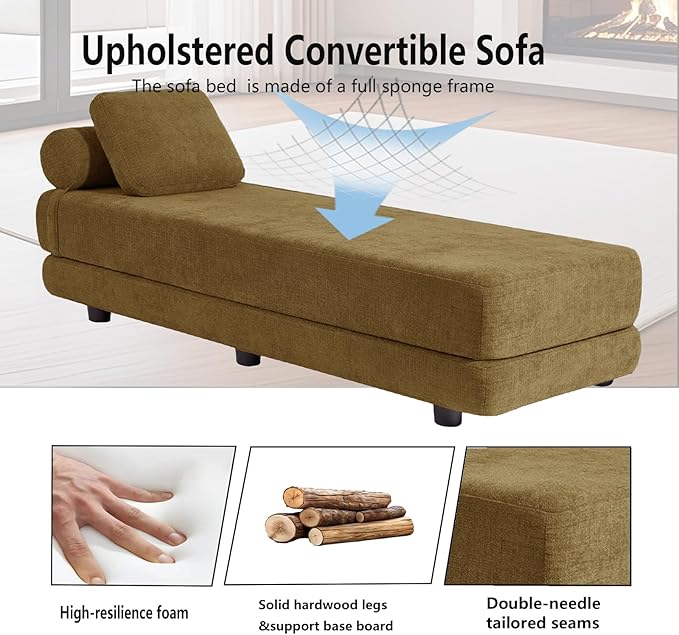Upholstered Daybed30'' Wide Convertible 60 Day Bed Twin to QueenExtendable Sofa Bed for Small SpaceGuest Room Living Room or Office (Coffee)