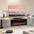 70 TV Stand for Living Room Entertainment Center with Storage Cabinet Fits TVs up to 80 Modern Media Console with Shelves 36 Electric Fireplace (Grey+Black)