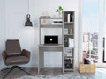 Home Office Desk Writing DeskComputer DeskSix ShelvesGray