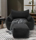 YOURLITE Bean Bag Chair for Adults with Footrest High-Resilience Foam Filled Bean Bag Sofa with Armrests and Backrest Comfy Corduroy Floor Sofa for Living Room Bedroom or Balcony (Dark Grey)