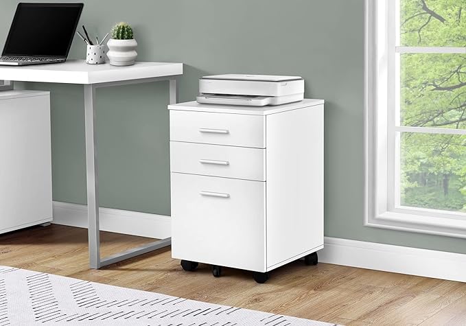 3 Drawer Small File Cabinet with Lock Rolling Mobile Under Desk Storage Drawers Organizer for Home Office Filing CabinetsWhite