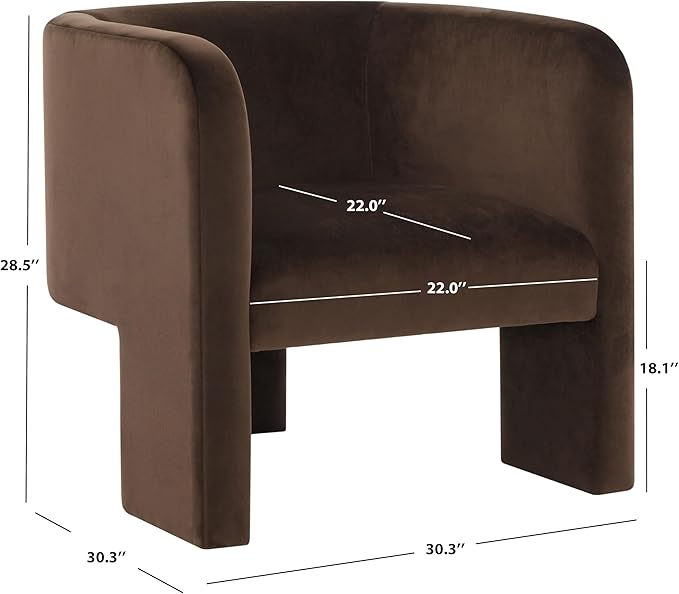 SAFAVIEH Couture Collection Sammie Dark Brown Velvet 3-Leg Accent Chair (Fully Assembled)