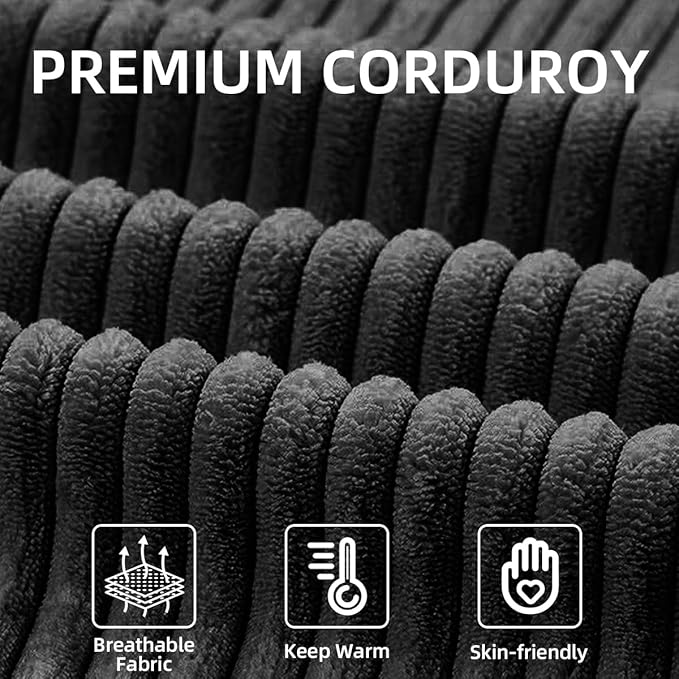 3 in 1 Sleeper Sofa Couch Bed Pull Out Couch Bed Oversized Loveseat Sofa Bed with Padded Armrest Upholstered Cloud Couch Sectional for Living Room (Corduroy Black)