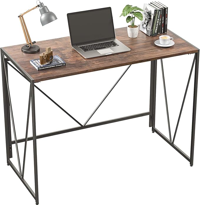 NOBLEWELL HOME NWCD3D Folding Computer Desk Rustic Brown